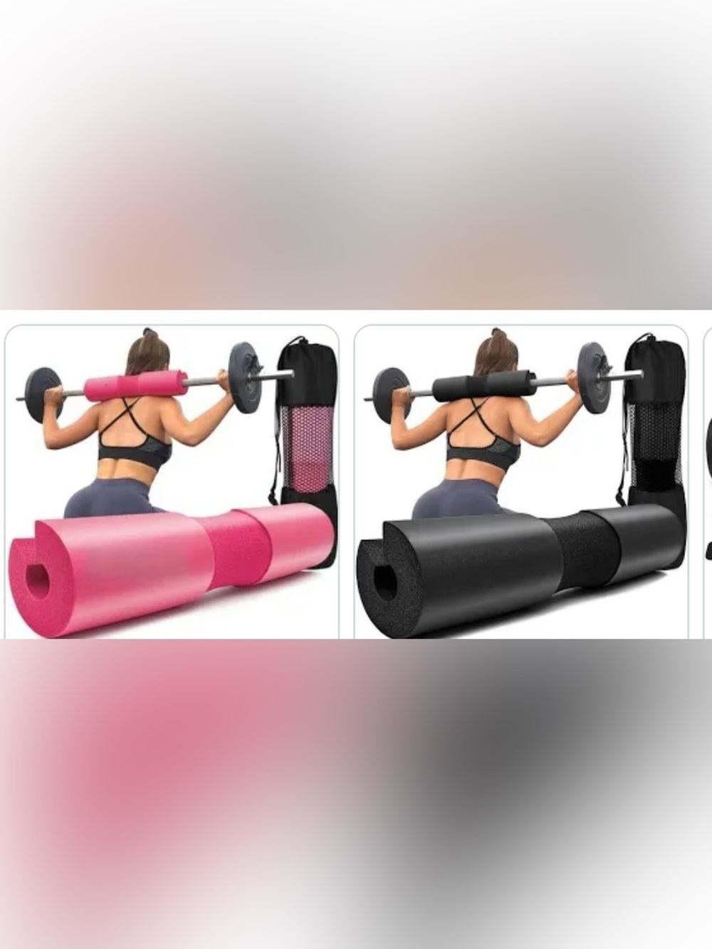 2 Pink and black squat pad - foam